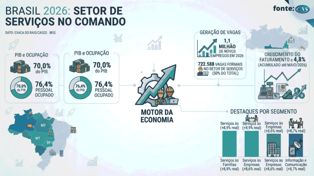Setor de Serviços Lidera Economia e Empregos em 2026