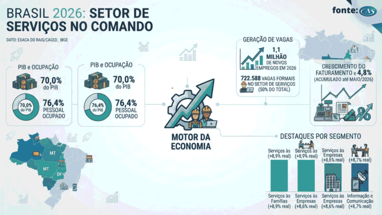Setor de Serviços Lidera Economia e Empregos em 2026